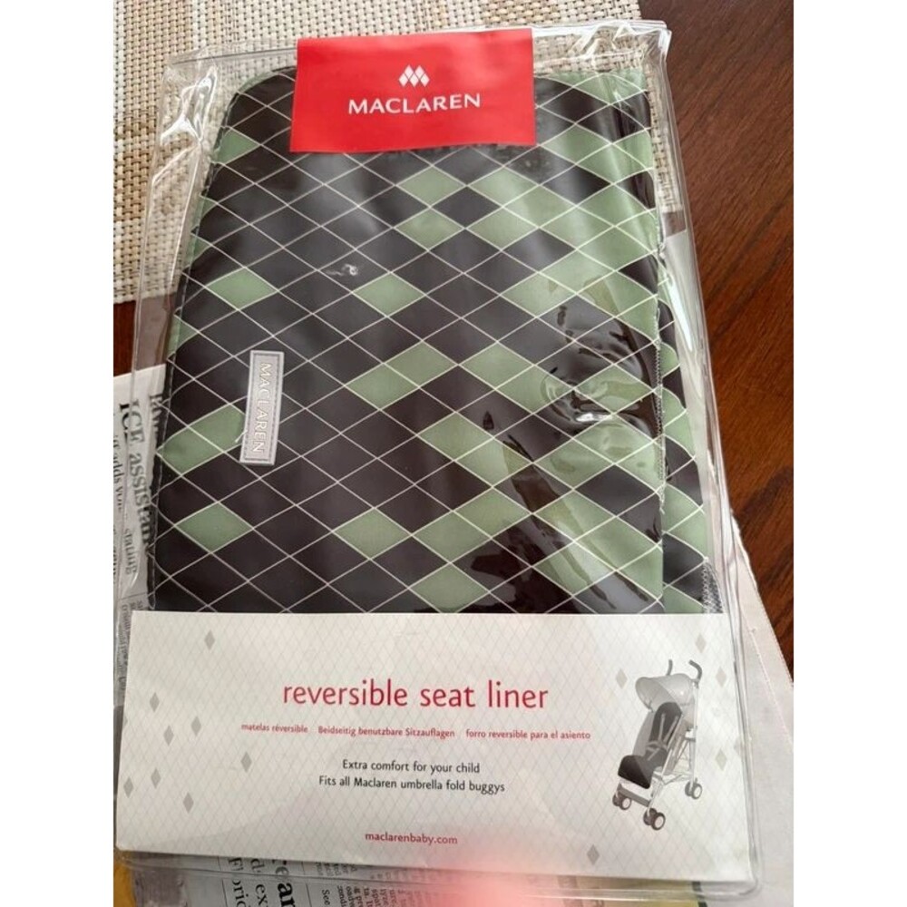 Maclaren Reversible Stroller Seat Liner, Brown Green Gray, Umbrella Fold Buggy